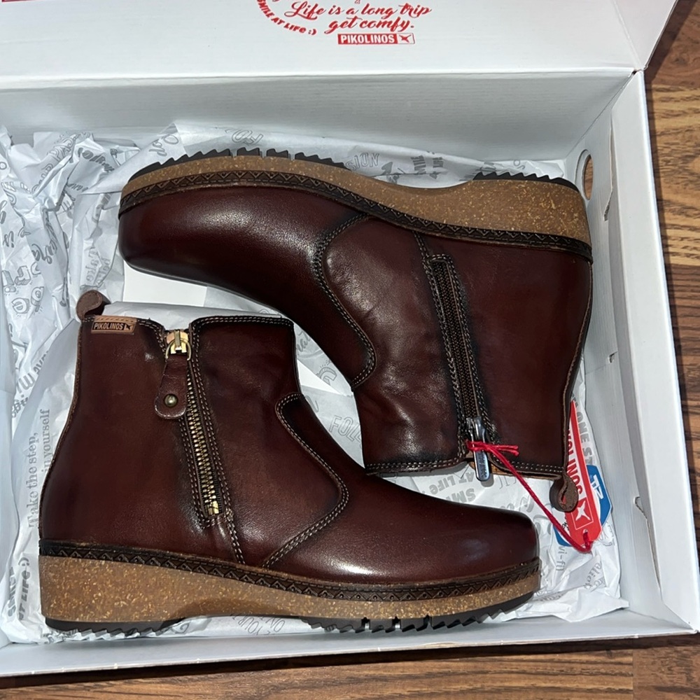 PIKOLINOS Brown Leather Ankle Boots
